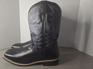 Black Men's Cowboy Western Embroidered Square Toe Boots